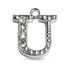 Кулон зі Стразами, Платина, 14.5х12х2.5мм, Отвір 1.5мм, 1 шт