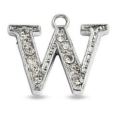 Кулон Метал зі Стразами, Платина, 17х14.5х2.5мм, Отвір 1.5мм, 1 шт