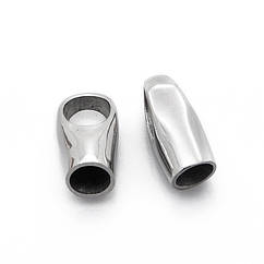 Концевики для Шнура, Нержавіюча Сталь, 18х9х7мм, Внутрішній Діаметр 5мм, Отвір 6х9мм, 2 шт