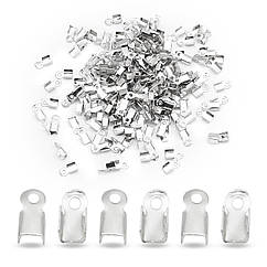 Концевики-Затискачі Залізні для Шнура, Платина, 6х3х2мм, Отвір 1.5мм, 200 шт