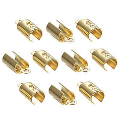 Концевики-Затискачі для Шнура Нержавіюча Сталь, Золото, 10х3х2.5мм, Внутрішній Діаметр 2-2.5мм, 10 шт