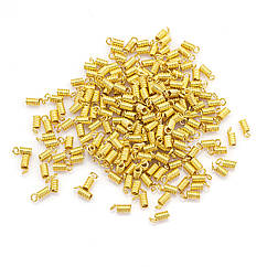Концевики-Пружинки для Шнура, Залізні, Золото, 7х3хвнутрішній 1,8мм, Отвір 1.8мм, 200 шт