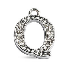 Кулон Метал зі Стразами, Платина, 15х11х2.5мм, Отвір 1.5мм, 1 шт