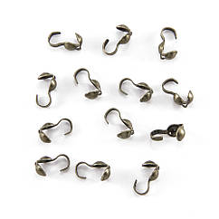 Калоти Залізо, Затискачі-концевики, Антична Бронза, 9х3мм, Внутрішній Діаметр 3мм, Отвір 1.5мм, 100 шт