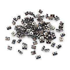 Заглушки для пусетів, для сережок, Залізні, Колір Збройова Сталь, 5х3.5мм, Отвір 0.8~1мм, 100 шт