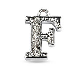 Кулон Метал зі Стразами, Платина, 14.5х9.5х2.5мм, Отвір 1.5мм, 1 шт