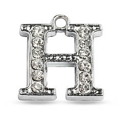 Кулон Метал зі Стразами, Платина, 14.5х12.5х2.5мм, Отвір 1.5мм, 1 шт