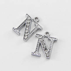 Кулон Метал зі Стразами, 15х12х2.5мм, Отвір 1.5мм, 1 шт