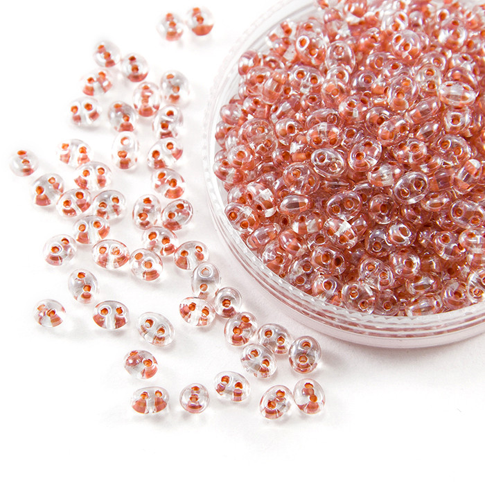 Бісер Preciosa Twin 38689, Прозорий Пофарбований Всередині, 2,5х5мм, Багряний, 50 г, фото 1