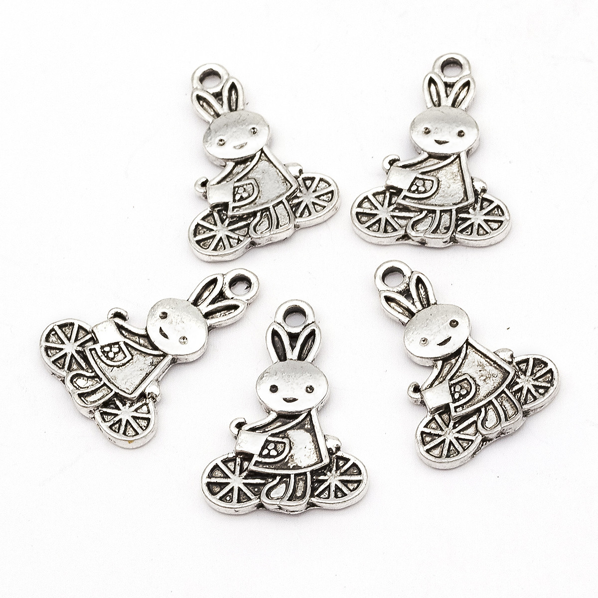 Кулон Заєць, Метал, Античне Срібло, 25х18х2.5мм, Отвір 2мм, 5 шт, фото 1