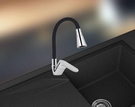Гнучкий змішувач для кухні KAHER Metis 15 Чорний, фото 1