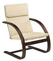 Кресло бежевое (лакированный березовый шпон + кож.зам)