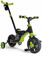 Детский велосипед беговел с родительской ручкой SP-Sport Hello Baby 1688 от 1,5 лет Green-Black