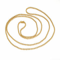 Намисто Ланцюжок з Нержавіючої Сталі для Намист, Перлина, Вакуумне покриття, Золото, 60смх1.5мм, 1 шт