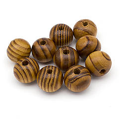 Намистини Дерев'яні Круглі, Коричневий, 20мм, Отвір 5мм, 10 шт