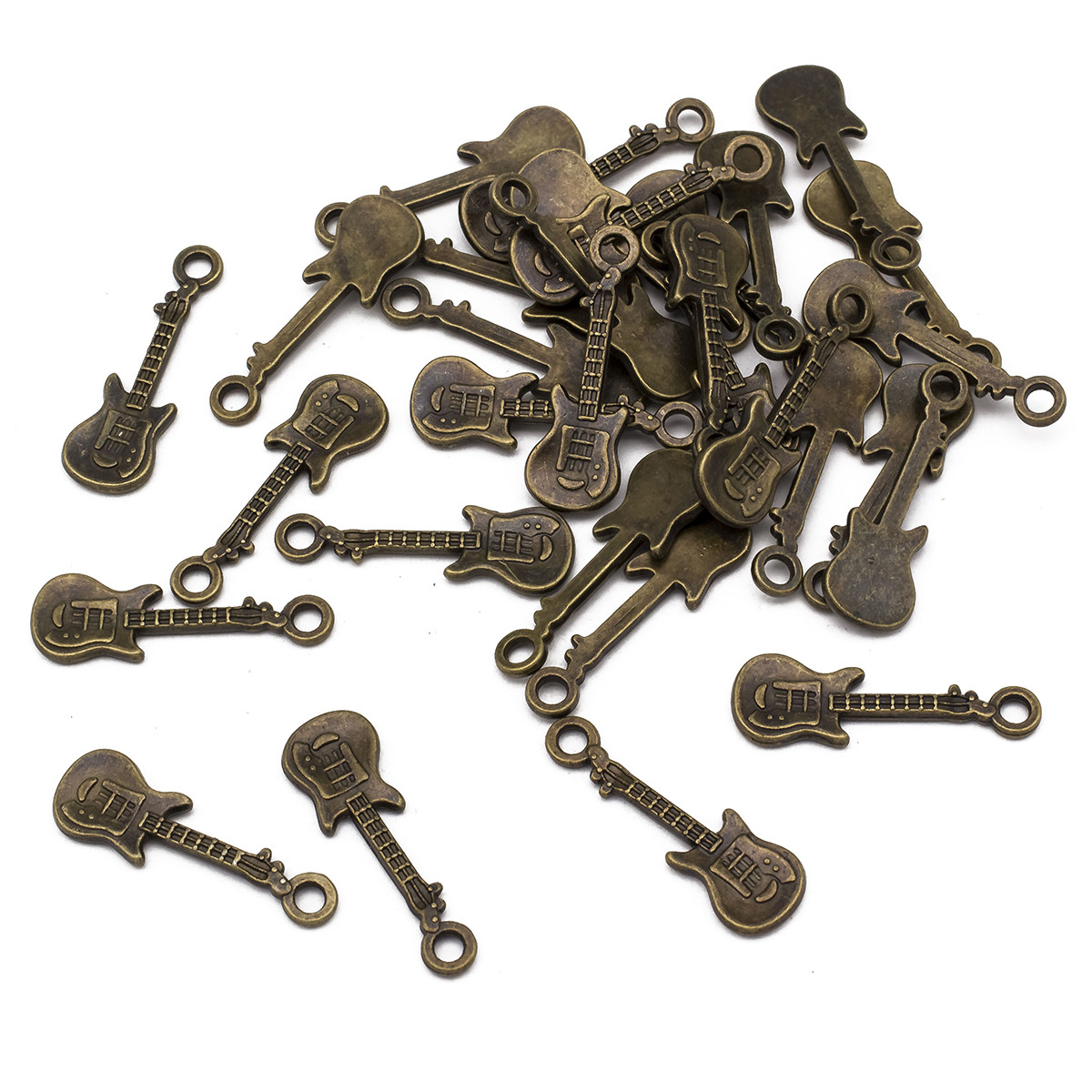 Кулон Гітара, Метал, Колір Бронзовий, 24х9х2мм, Отвір 1мм, 20 шт, фото 1
