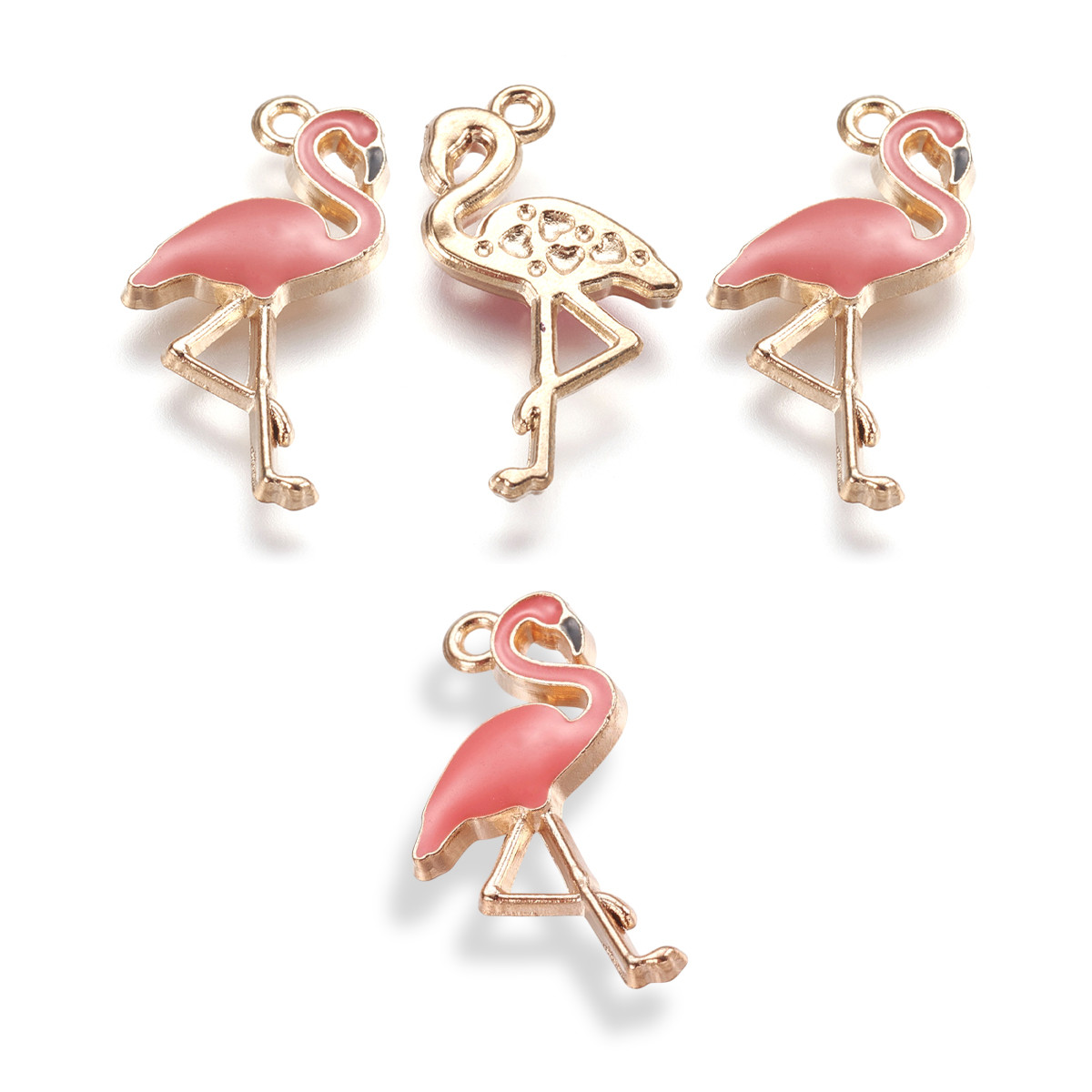 Кулон Фламінго, зі Сплаву, Емальований, Пурпурний, 26x14x2.5мм, Отвір 1мм, 4 шт, фото 1