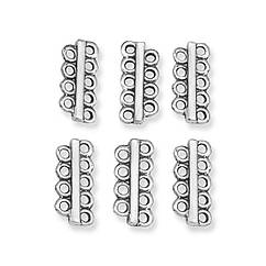 Роздільник для Намистин Прямокутний, Біжутерний сплав, на 5/4 отвори, Античне Срібло, 18х8мм, 6 шт