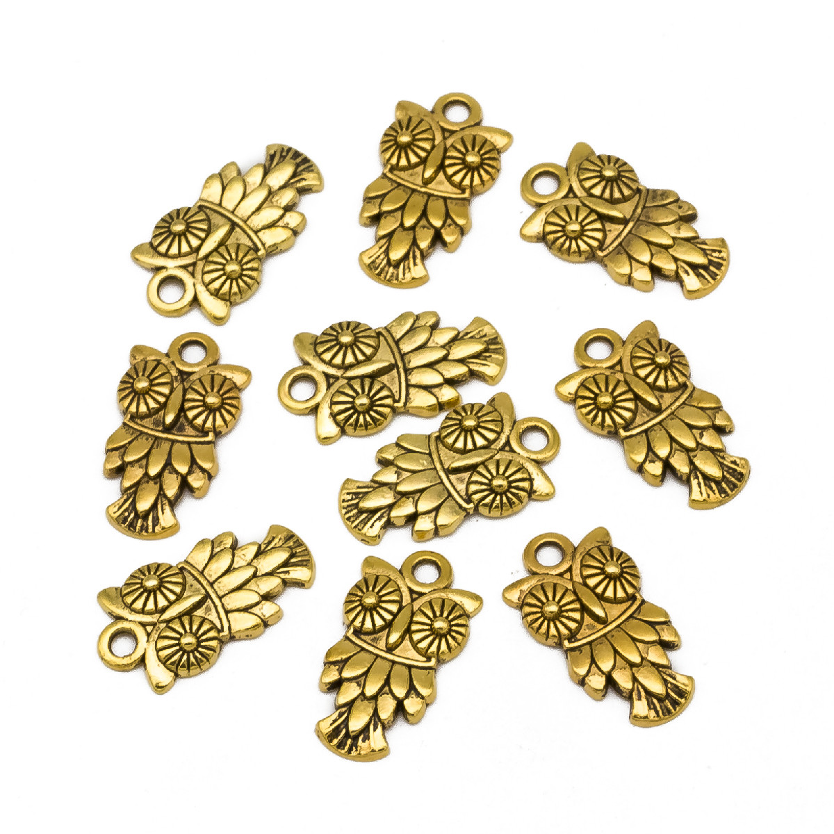 Кулон Сова, Метал, Античне Золото, 20x11x3мм, Отвір 2мм, 10 шт, фото 1