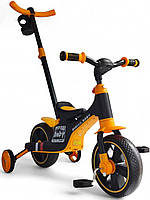 Детский велосипед беговел с родительской ручкой SP-Sport Hello Baby 1688 от 1,5 лет Black-Orange