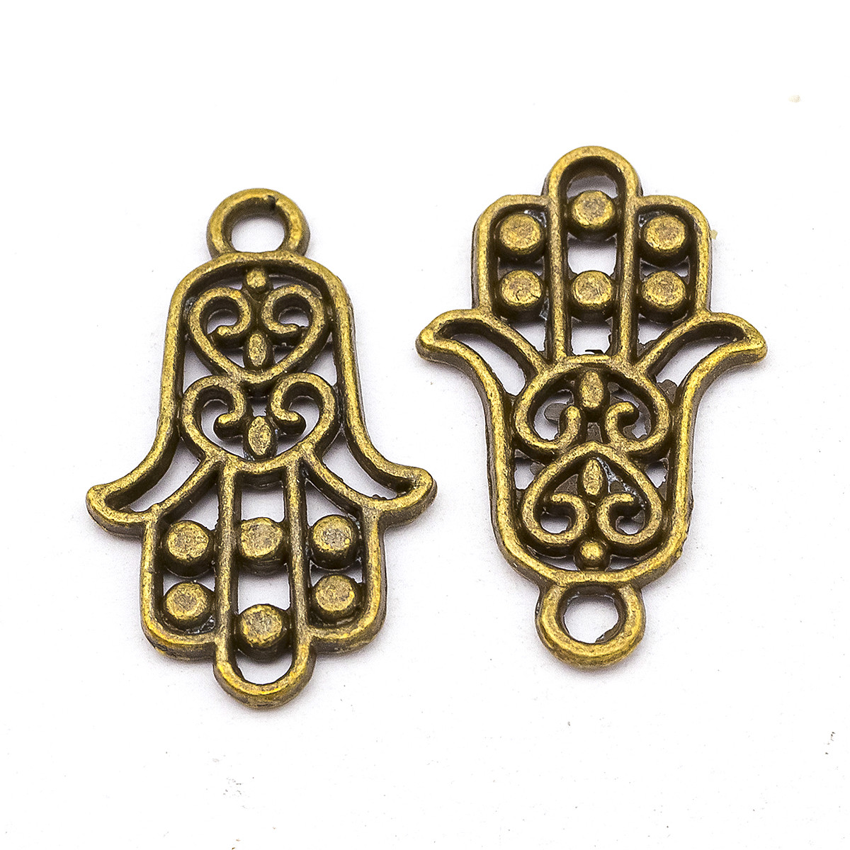 Кулон Рука Фатіми, Метал, Колір Бронзовий, 22.5х14х1.5мм, Отвір 2мм, 20 шт, фото 1