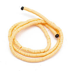 Намистини Екологічні з Полімерної Глини, Ручна Робота, Круглі Плоскі, Рожеві, 3х1мм, 375шт/40см/нитка