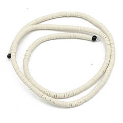 Намистини Екологічні з Полімерної Глини, Ручна Робота, Круглі Плоскі, Світло-жовтий, 3х1мм, 375шт/40см/нитка