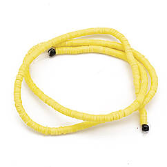 Намистини Екологічні з Полімерної Глини, Ручна Робота, Круглі Плоскі, Жовтий, 3х1мм, 375шт/40см/нитка