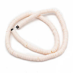 Намистини Екологічні з Полімерної Глини, Ручна Робота, Круглі Плоскі, Рожевий, 6х1мм, 345шт/40см/нитка