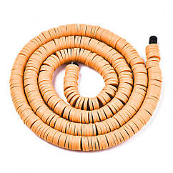 Намистини Екологічні з Полімерної Глини, Ручна Робота, Круглі Плоскі, Перу, 6х1мм, 345шт/40см/нитка