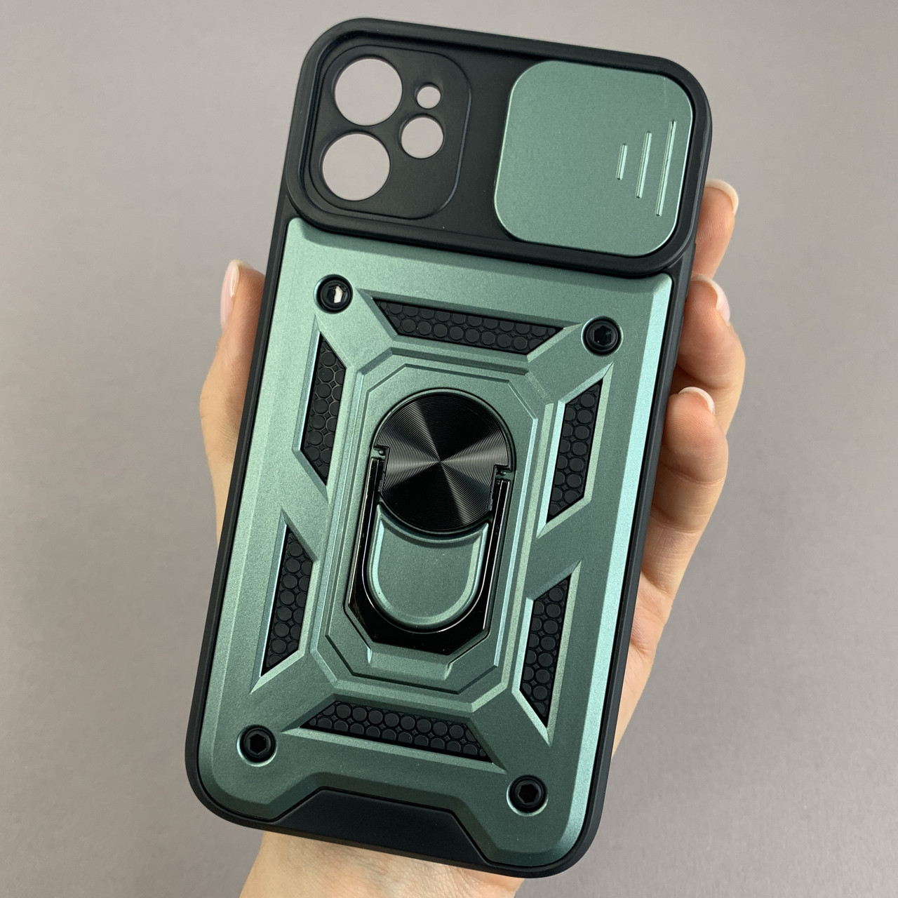 Чохол для iPhone 11 протиударний з підставкою зі шторкою на телефон айфон 11 зелений crt