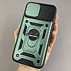 Чохол для iPhone 11 протиударний з підставкою зі шторкою на телефон айфон 11 зелений crt, фото 6
