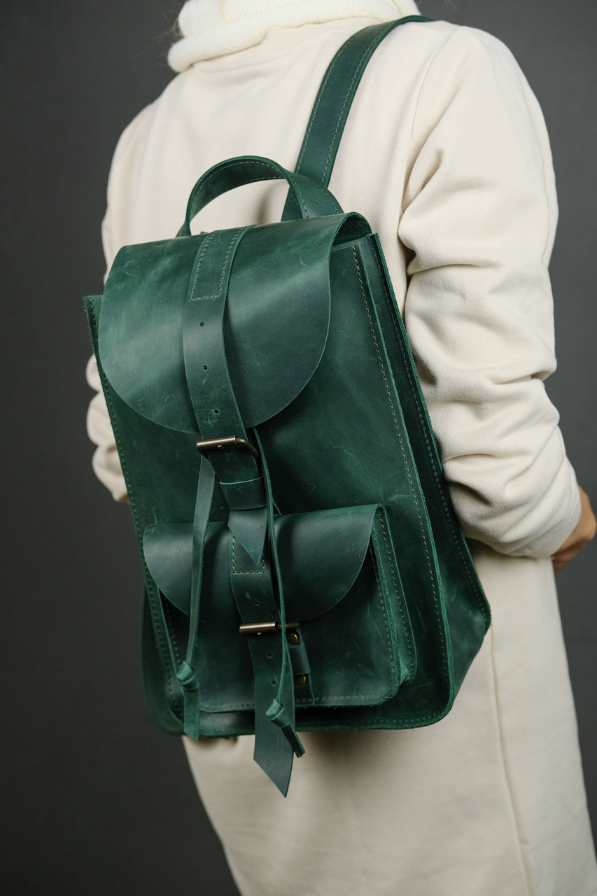 Жіночий рюкзак Флоренція з натуральної шкіри колір Зелений