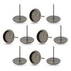 Основи для Пусет Латунь під Кабошон, Колір Бронзовий, 12хСтержня 0.8мм, Внутрішній Діаметр 10мм, 10 шт