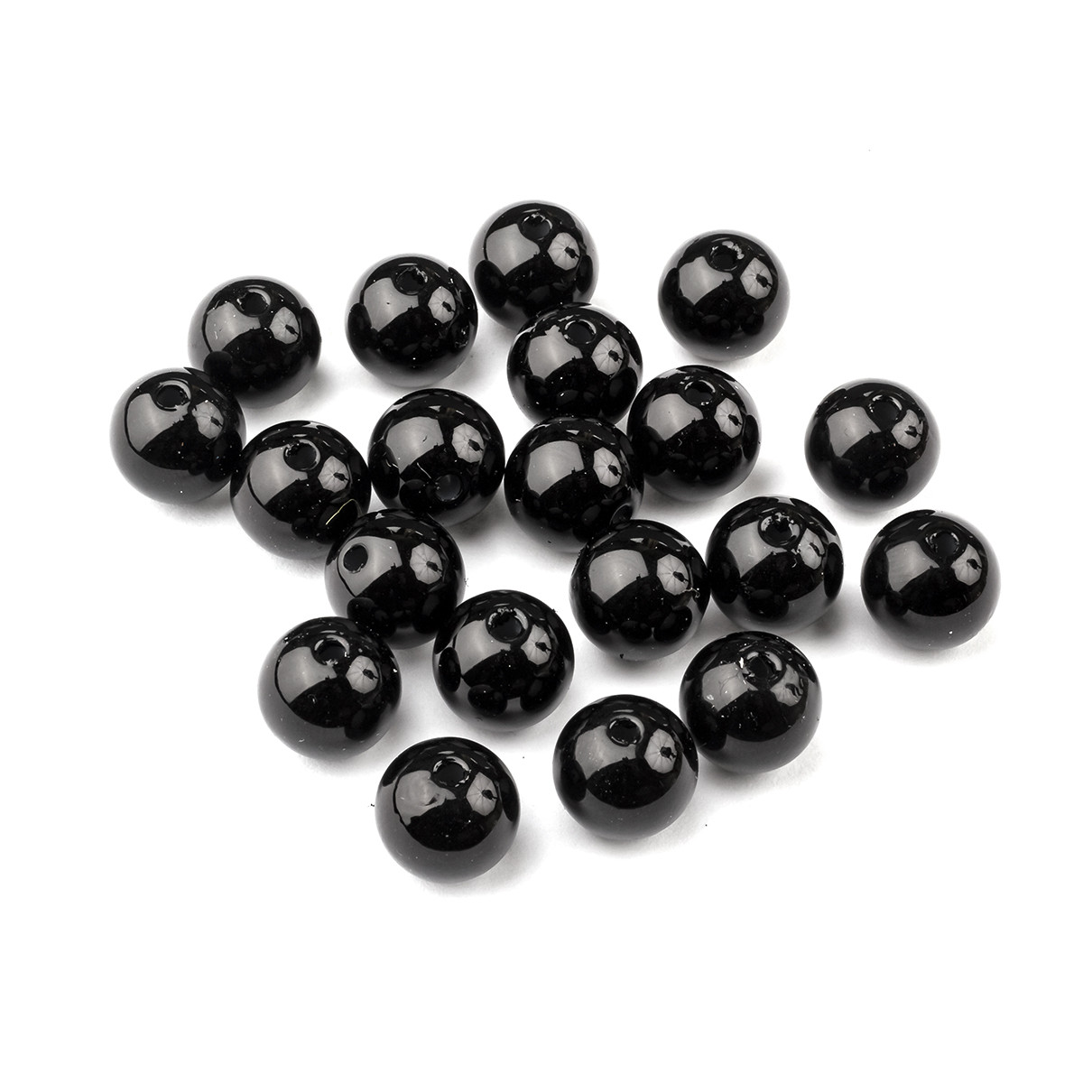 Перли Намистини Пластикові ABS, Глянцеві, Круглі, Чорний, 12мм, Отвір 2мм, близько 25шт/25г, фото 1