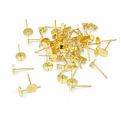 Основи для Пусет, Латунь, Золото, 10х6мм Штифта 0.8мм, 50 шт
