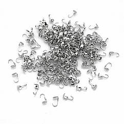 Калоти Залізо, Затискачі-концевики, Платина, 9х3мм, Внутрішній Діаметр 3мм, Отвір 1.5мм, близько 200шт/20г