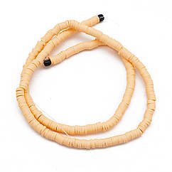 Намистини Екологічні з Полімерної Глини, Ручна Робота, Круглі Плоскі, Персиковий, 4х1мм, 375шт/40см/нитка