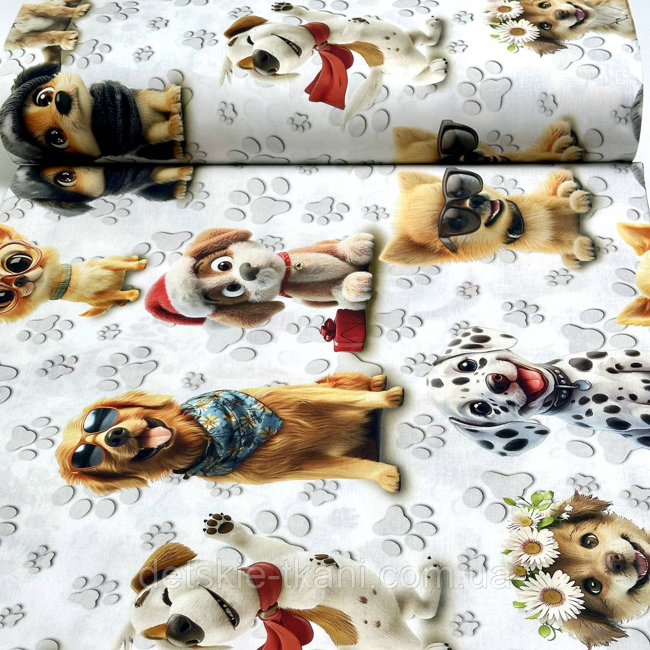 Ранфорс digital 5D завширшки 240 см "Собаки, коти та сліди лапок", №5739, фото 1