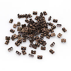Заглушки для Пусет, для Сережок, Залізні, Колір Мідний, 5х3.5мм, Отвір 0.8~1мм, 100 шт