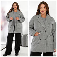 Женское кашемировое пальто короткое большого размера