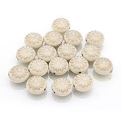 Намистини Акрилові "Париж" Круглі Плоскі, з Малюнком Металік Золото, Бежевий, 16x10мм, 17шт/25г