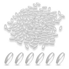 Перли Намистини Акрилові Рис Глянцеві, Білий, 8х4мм, Отвір 0.5мм, близько 355шт/25г