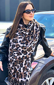 Шарф кашеміровий палантин з леопардовим принтом Лео