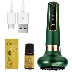 Вакуумний масажер антицелюлітний, 12 режимів, USB, Зелений / Акумуляторний масажер від целюліту