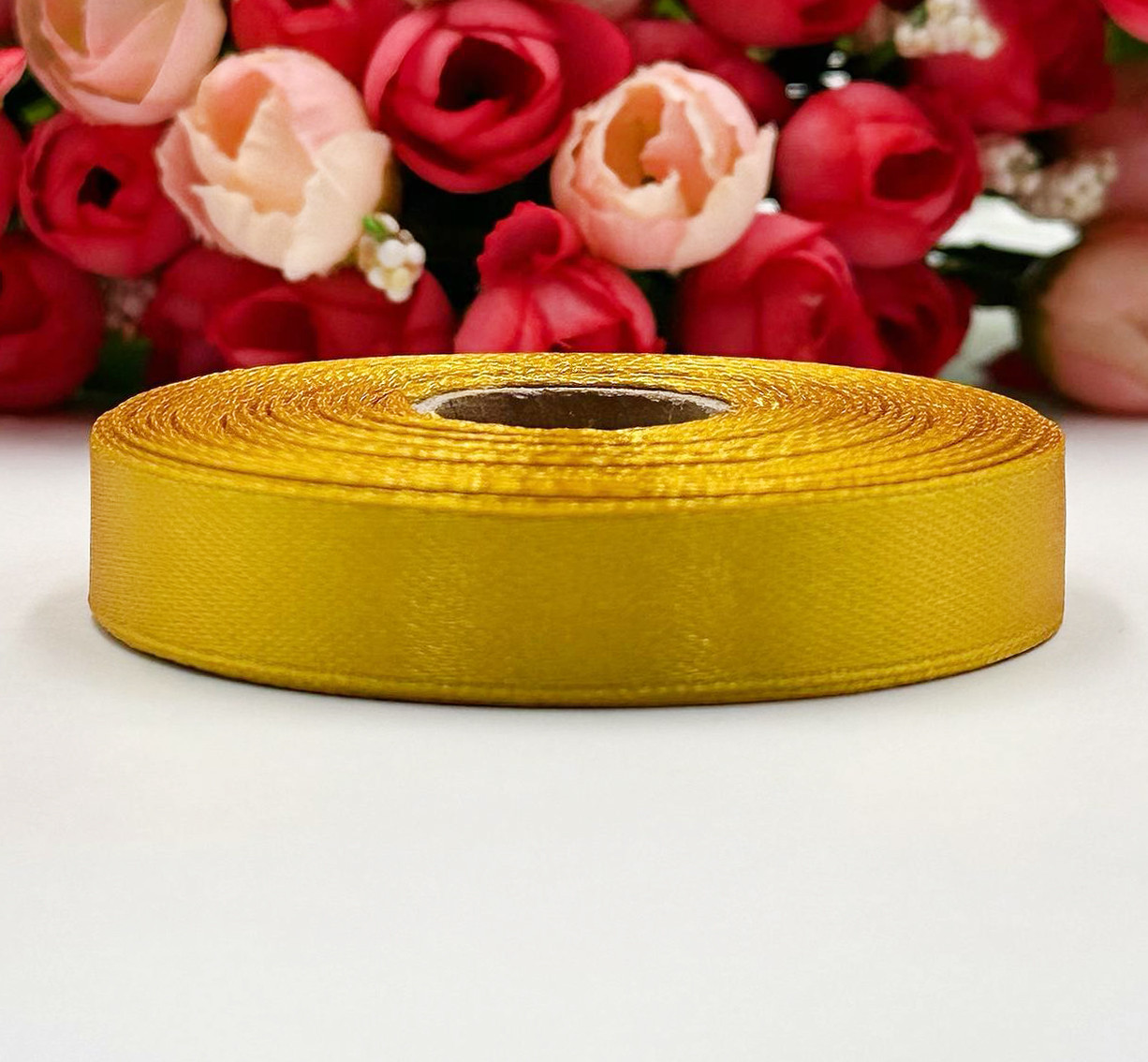 Атласна стрічка / 23 метри / 1,2см / "LiaM" / Золотий, фото 1