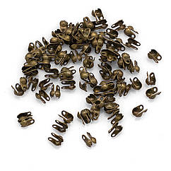 Калоти із Заліза, Затискачі кінцевики, раковина, Колір Бронзовий, 6х3.5мм, Внутрішній Діаметр 2.4мм, 100 шт