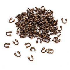 Затискачі Протектор для Дроту, Еко Латунь, Колір Мідний, 5х4х1мм, Отвір 0.5мм, близько 150шт/5г