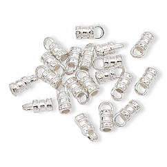 Кінцевіки Для Шнура Сплав, Срібло, 10х4мм, Отвір 2мм, 20 шт