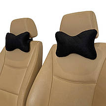 Автомобільні подушки на підголівник з алькантари (Еко-замша) Подушки в салон автомобіля Чорні 2 шт, фото 2